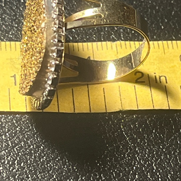 Milor 14K Yellow Gold Druzy & White Topaz Ring with druzy set of earrings. - Picture 12 of 13